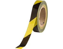 Economy Barricade Tape, Polyethylene, Black on Yellow, 1" x 500'