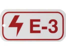 Electrical Energy Source Tags E 3 Polystyrene 1.5x3 Red on White 25/PK