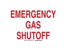 Emergency Gas Shutoff Sign, 14" H x 10" W x 0.06" D, Polystyrene