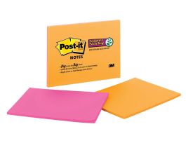 Post-it® Super Sticky Notes 6845-SSP-2PK, 8 in x 6 in (203 mm x 152 mm) Rio de Janeiro Collection, Lined, 2 Pads/Pack