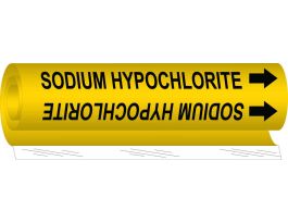 SODIUM HYPOCHLORITE Pipe Marker, 8" H x 5" W, Fits Pipes 0.5" Dia. Thru 1.375" Dia.