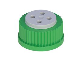 Solvent Delivery Cap with EPDM Air Inlet Valve, Four 1/4-28 ports, GL45; 1/EA