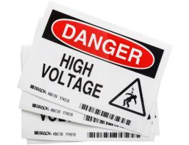 Danger High Voltage, 3.5" H x 5" W x 0.006" D, Polyester, (5/Package)