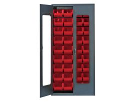 CABINET CLEARVIEW W/36 RED BINS STL 36IN