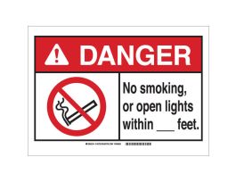DANGER No Smoking, Or Open Lights Within___'. Sign, 7" H x 10" W x 0.006" D, Polyester