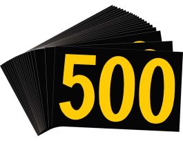 BradyLite 2.5 in Reflective Numbers Yellow on Black, 500 25/PK