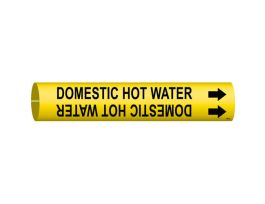 Domestic Hot Water Pipe Marker, 0.875" H x 0.875" W, Fits Pipes 1.5" Dia. Thru 2.375" Dia.