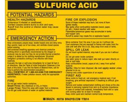 SULFURIC ACID Labels, 3.5" H x 4.5" W x 0.005" D, Black on Yellow