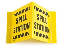 V Spill Station Sign, 8" H x 15" W x 6" D, Acrylic