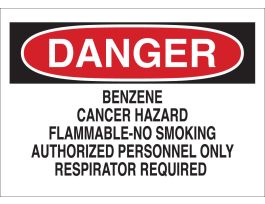 DANGER No Smoking Authorized Personnel Only Respirator Required Sign, 10" H x 14" W x 0.006" D, Polyester