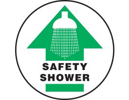 Slip-Gard Floor Sign, Safety Shower (w/Arrow Graphic), 17" Round, EA