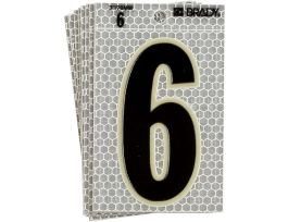 Glow in the Dark 5 in Black, Green Glow on Silver Number 6 10/PK