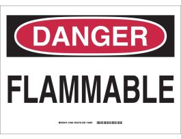 DANGER Flammable Sign, 10" H x 14" W x 0.004" D, Vinyl