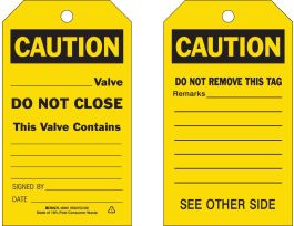 Safety Inspection Tag CAUTION Heavy Duty Polyester 7x4 Black on Yellow 10/PK