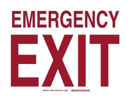 EMERGENCY EXIT Sign, 10" H x 14" W x 0.035" D