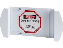DANGER Confined Space Enter By Permit Only Sign, 21" H x 30" W x 0.24" D, Black/Red on White