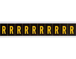 Outdoor Vinyl 1 in Yellow on Black Letters R Card of 10 Labels