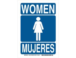 Bilingual Women Sign, 10" H x 7" W x 0.06" D, Polystyrene