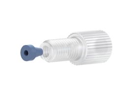 Flangeless Fitting, Standard Knurl, Blue PFA, 1/16" OD Tubing, 1/4-28 Flat-Bottom; 1/EA