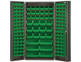 CABINET W/132 GREEN BINS STL 36X24X72IN