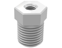 Threaded Adapter, PP, 1/4" NPT(M) x 5/16-24 UNF(F), 9/16" Hex; 1/EA