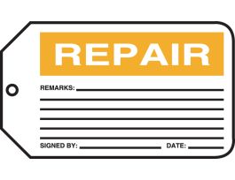 Safety Tags, 5 3/4" x 3 1/4", REPAIR, PF-CARDSTOCK, 25/PK