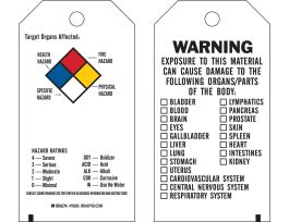 TARGET ORGANS AFFECTED Tag Polyester 5.75 in H x 3 in W 25PK