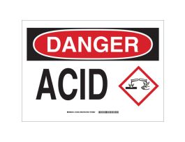 DANGER Acid w/Pictogram Sign, 7" H x 10" W x 0.1" D, Fiberglass