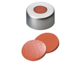 Silver Aluminum Crimp Cap, 11 mm Dia., Rubber/Butyl/PTFE Septum; 1000/pk