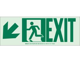 Exit Sign, 5" H x 14" W x 0.0096" D, Diagonal Down/Left