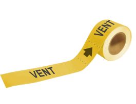 Self-Adhesive Pipe Marker: VENT, 2" H x 12" W, Roll of 25 Each, Fits Pipes 2.5" Dia. Thru 6" Dia.