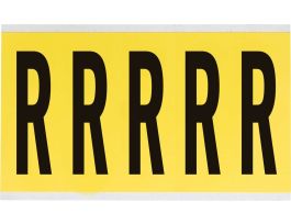 Repositionable Vinyl 4 in Black on Yellow, Letters R Card of 5 Labels