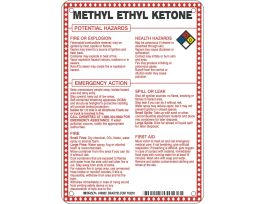 Methyl Ethyl Ketone Potential Hazards Sign, 10" H x 7" W x 0.1" D, Black/Blue/Red/Yellow on White