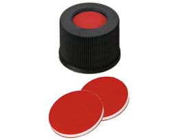 Screw Cap, Polypropylene, Black, 10 mm, UltraClean PTFE/Silicone/PTFE Septa; 1000/pk