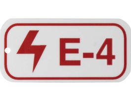 Electrical Energy Source Tags E 4 Polystyrene 1.5x3 Red on White 25/PK