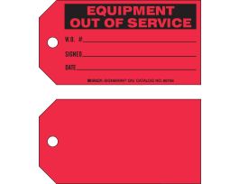 Out of Service Tags EQUIPMENT OUT OF SERVICE Paper 3 x 5.75 Black on Red 100/PK