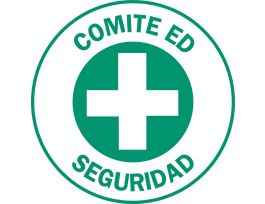 COMITE ED SEGURIDAD Hard Hat Labels, 2" Dia, Card of 4 Labels, Green on White