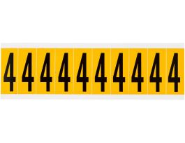Outdoor Vinyl 1.938 in Black on Yellow Numbers 4 Card of 10 Labels