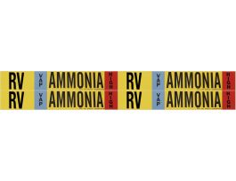 RV VAP AMMONIA HIGH Pipe Marker, 1.125" H x 7" W, Card of 4 Each, Fits Pipes .75" Dia. Thru 2.375" Dia.