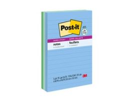 Post-it® Super Sticky Recycled Notes 660-3SST, 4 in x 6 in (101 mm x 152 mm), Bora Bora Colors