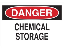 DANGER Chemical Storage Sign, 10" H x 14" W x 0.006" D, Polyester
