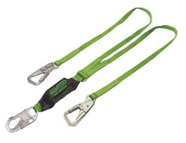 Miller BackBiter™Tie-Back Lanyard with SofStop Shock Absorber 6-ft. double leg, 1 locking snap hook and 2 5K snap hooks, green