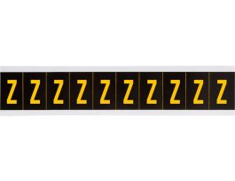 Outdoor Vinyl 2 in Yellow on Black Letters Z Card of 10 Labels