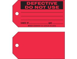Do Not Operate Tags DEFECTIVE DO NOT USE Paper 3 x 5.75 Black on Red 100/PK