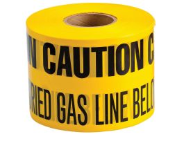 Identoline® Underground Tape Roll - Polyethylene, CAUTION BURIED GAS LINE BELOW, Black on Yellow, 6" x 1000'