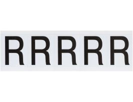 Vinyl 1.938 in Numbers and Letters Black on White R Card of 5 Labels