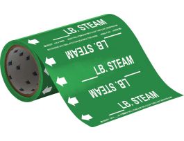 LB. Steam Pipe Marker, 30' H x 8" W, Roll of 30', Fits Pipes 2" Dia. or Smaller