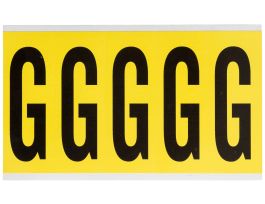 Repositionable Vinyl 4 in Black on Yellow, Letters G Card of 5 Labels