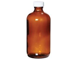 Boston Round Preserved Amber Glass Bottles, 500 mL, 2.5 mL NaHSO4; 12/Cs