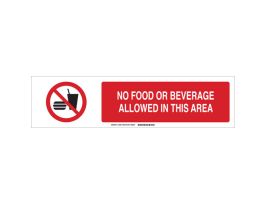 No Food Or Beverage Allowed In This Area Sign, Aluminum
